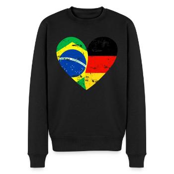 Drapeau Cœur Allemagne Brésil Drapeau - Pull Premium bio Homme - noir - Devant - Nico (187cm)