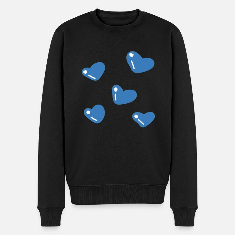 blaue herzen - Männer Premium Bio Pullover - Schwarz