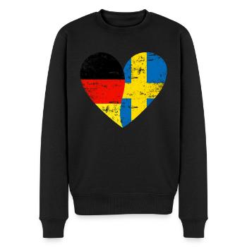 Heart Allemagne Suède Drapeau - Pull Premium bio Homme - noir - Devant - Nico (187cm)