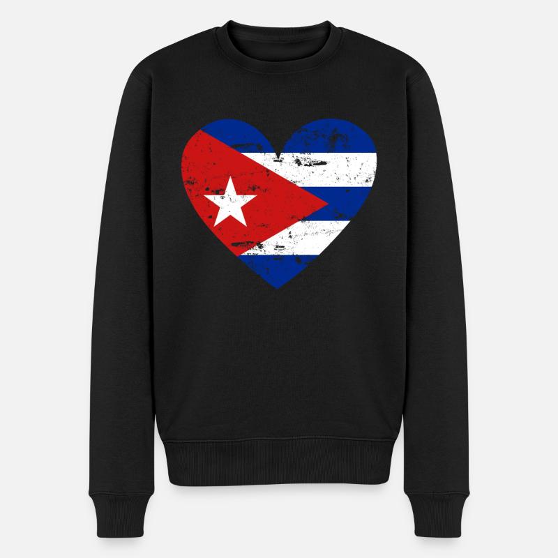 Drapeau Coeur Cuba Drapeau - Pull Premium bio Homme - noir