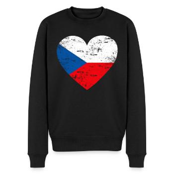 Flaggenherz Tschechien Flagge - Männer Premium Bio Pullover - Schwarz - Vorne - Nico (187cm)