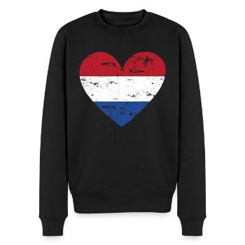 Flaggenherz Niederlande Flagge - Männer Premium Bio Pullover - Schwarz - Vorne - Nico (187cm)
