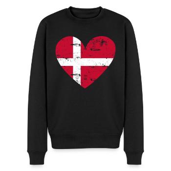 Flaggenherz Dänemark Flagge - Männer Premium Bio Pullover - Schwarz - Vorne - Nico (187cm)