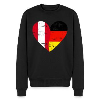 Drapeau Cœur Pérou Allemagne Drapeau - Pull Premium bio Homme - noir - Devant - Nico (187cm)