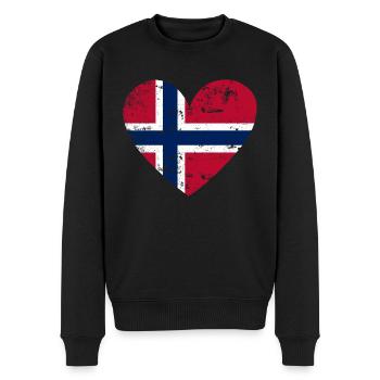 Flaggenherz Norwegen Flagge - Männer Premium Bio Pullover - Schwarz - Vorne - Nico (187cm)