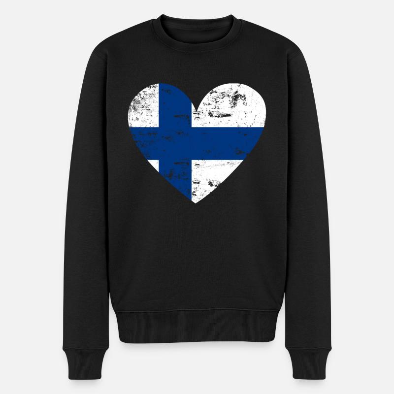 Drapeau Cœur Finlande Drapeau - Pull Premium bio Homme - noir