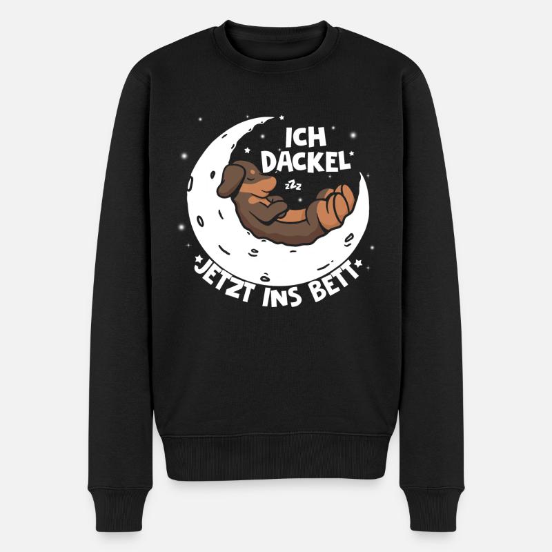 Ich dackel jetzt ins Bett - Dackel Dackelhund Dack - Männer Premium Bio Pullover - Schwarz