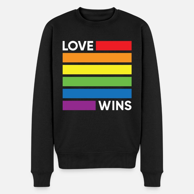 Liebe gewinnt - Männer Premium Bio Pullover - Schwarz