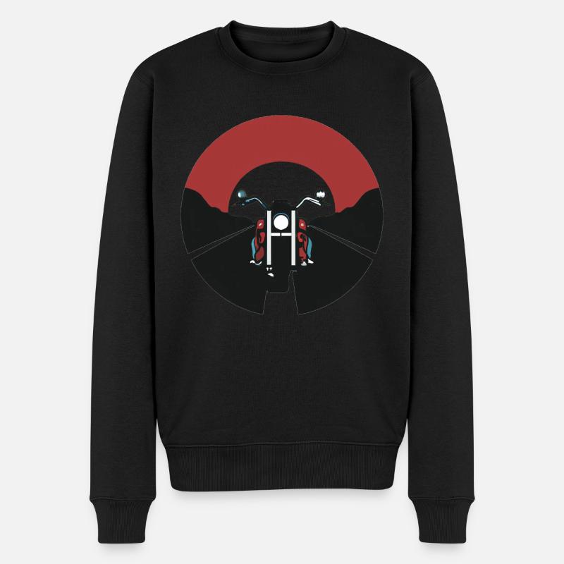 Motorrad und Straße - Männer Premium Bio Pullover - Schwarz