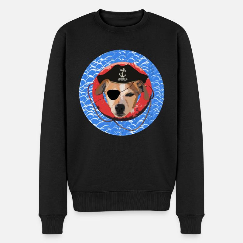 DER PIRATEN TERRIER - Männer Premium Bio Pullover - Schwarz