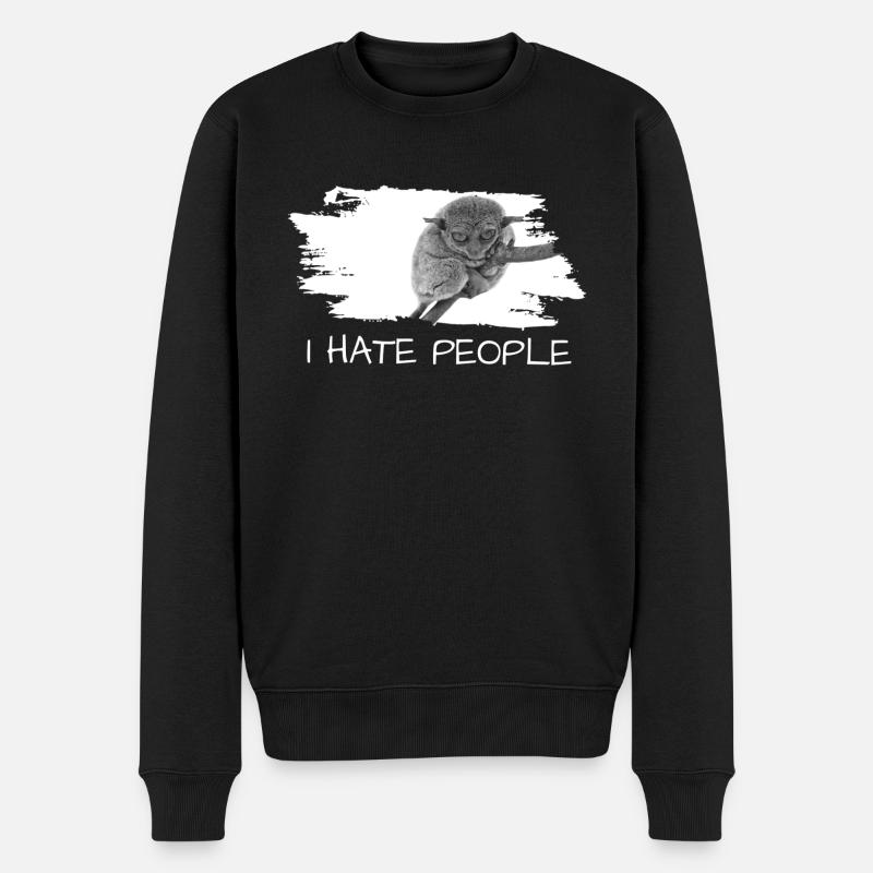 Tarsier i hate people - Männer Premium Bio Pullover - Schwarz