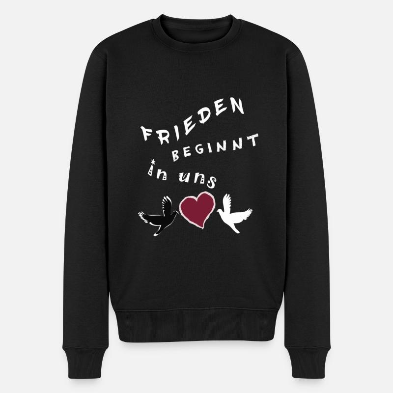 Frieden beginnt in uns - Männer Premium Bio Pullover - Schwarz