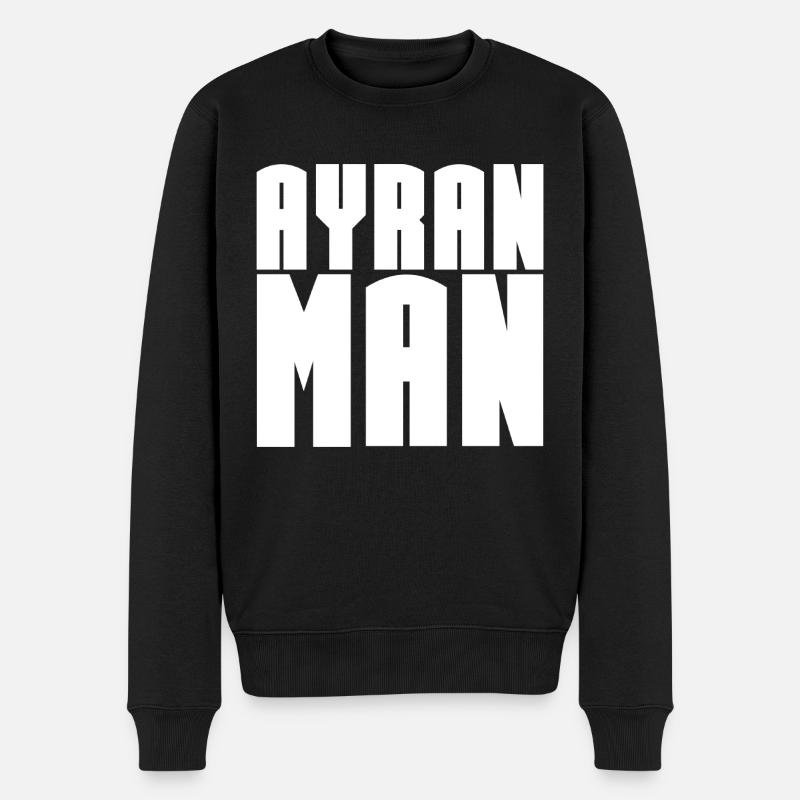 AYRAN MAN Cool Super-héros Drôle - Pull Premium bio Homme - noir