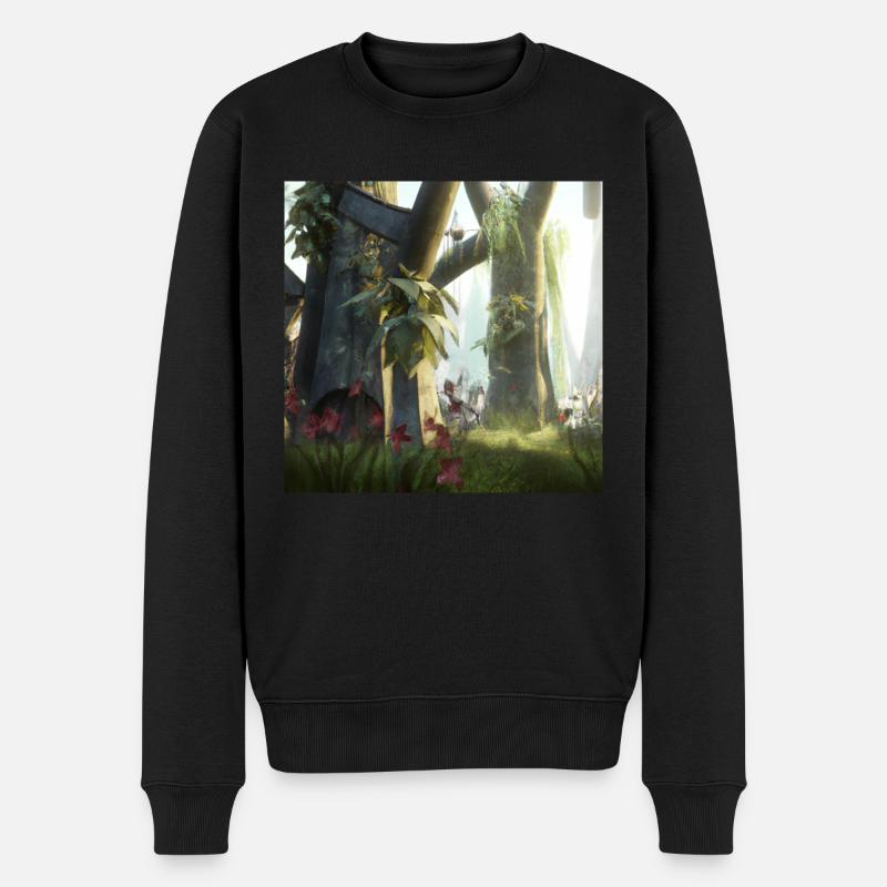 Magischer Wald - Männer Premium Bio Pullover - Schwarz