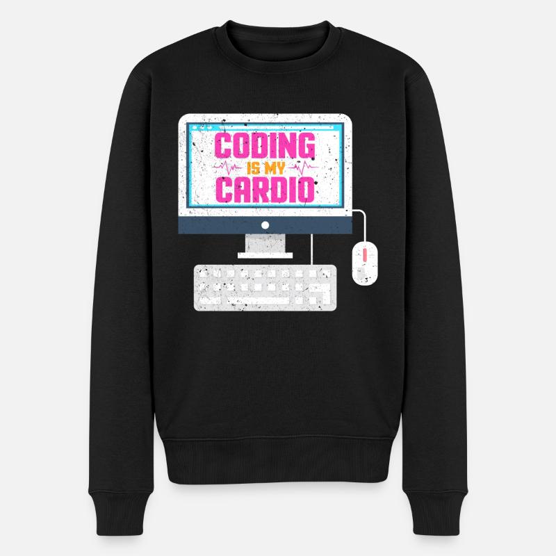 Coding is my cardio - Männer Premium Bio Pullover - Schwarz