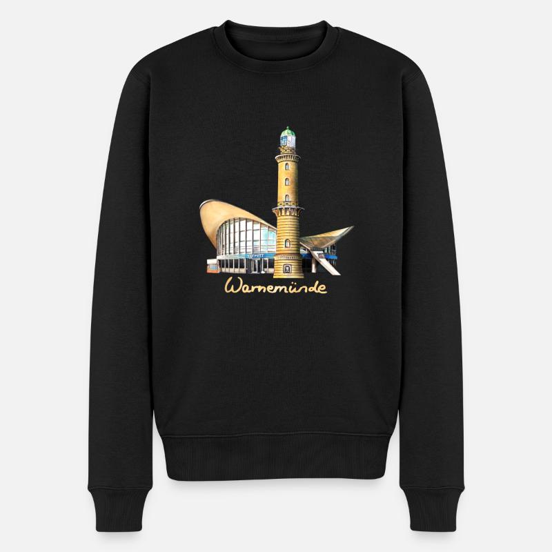 Teepott mit Leuchtturm - Männer Premium Bio Pullover - Schwarz