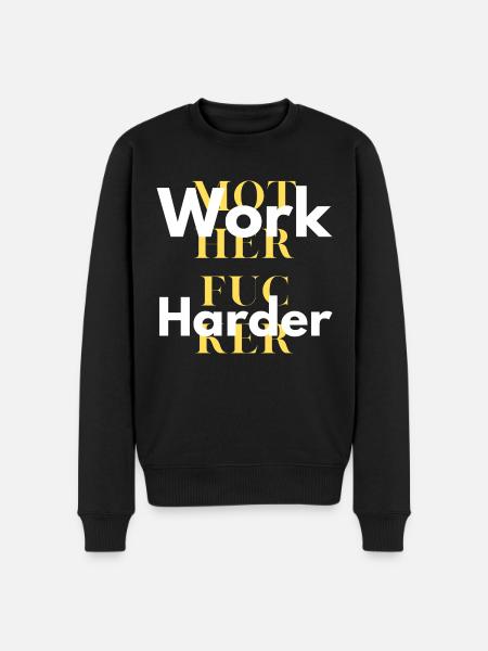 work harder - Pull Premium bio Homme - noir