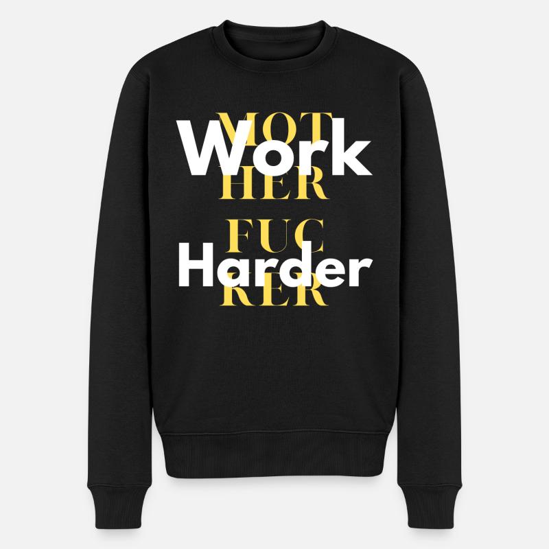 work harder - Pull Premium bio Homme - noir