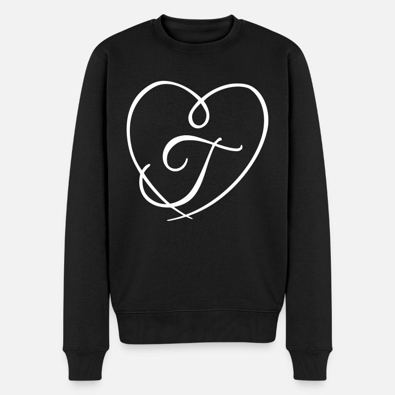 Lettre T Calligraphie Coeur - Pull Premium bio Homme - noir