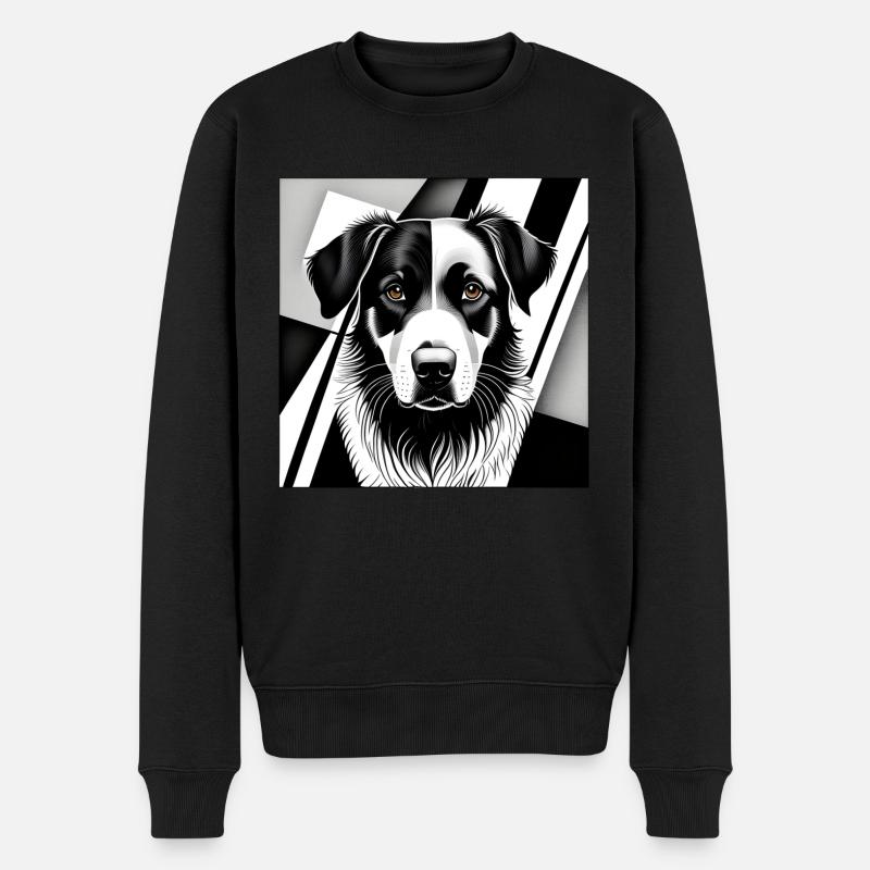 Collie : Cubiste Noir & Blanc - Pull Premium bio Homme - noir