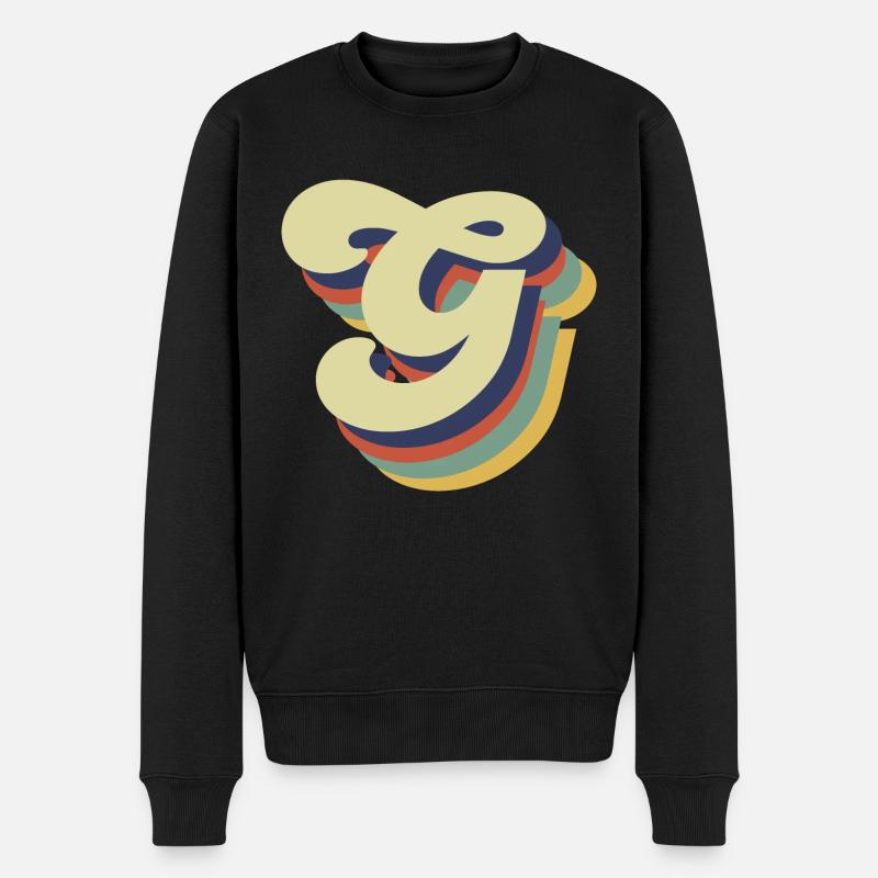 Retro-G-Buchstabe - Männer Premium Bio Pullover - Schwarz