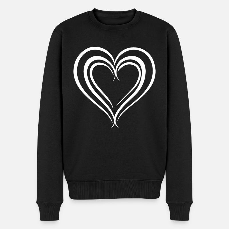 Herz - Männer Premium Bio Pullover - Schwarz