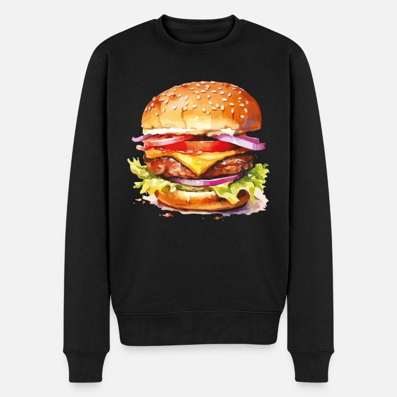 Burger Cheeseburger - Pull Premium bio Homme - noir