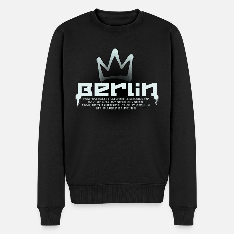 Lettrage Berlin avec couronne - Pull Premium bio Homme - noir