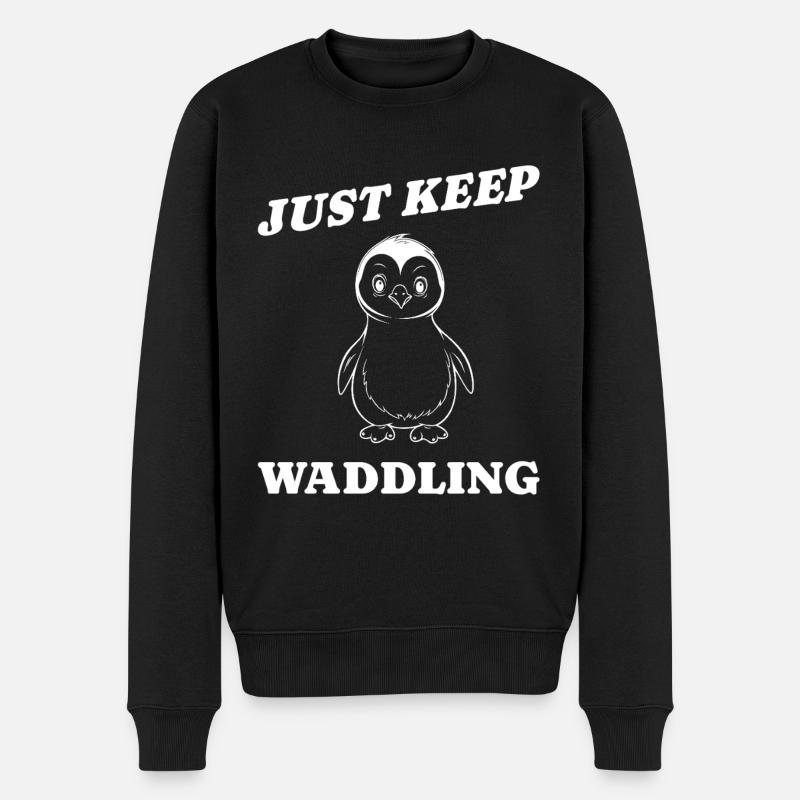 Idée cadeau rétro monochrome pingouin - Pull Premium bio Homme - noir