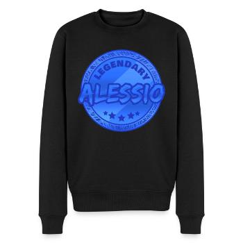 Geschenk für Alessio - Männer Premium Bio Pullover - Schwarz - Vorne - Nico (187cm)