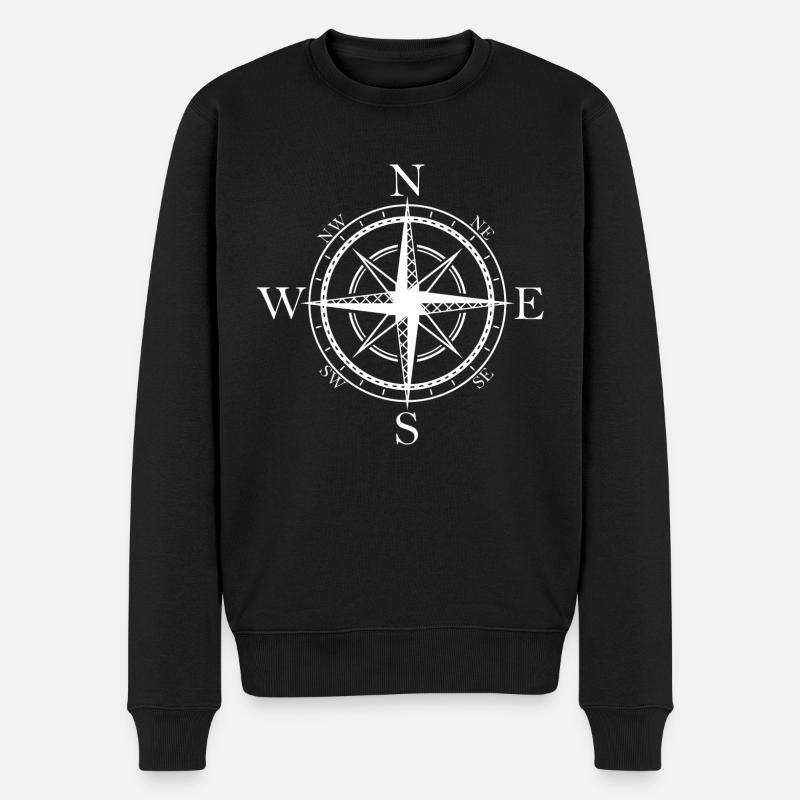 Kompass - Männer Premium Bio Pullover - Schwarz