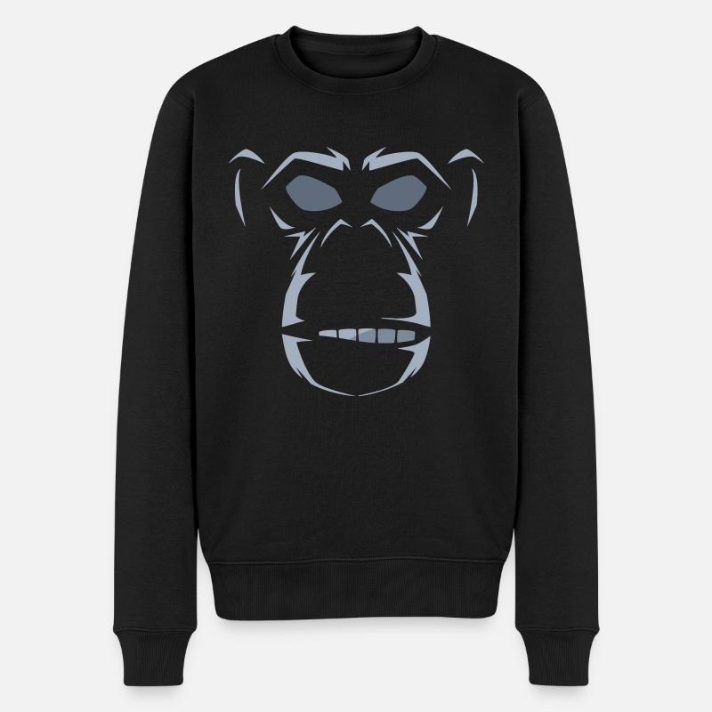 Monkey Face Grey - Männer Premium Bio Pullover - Schwarz