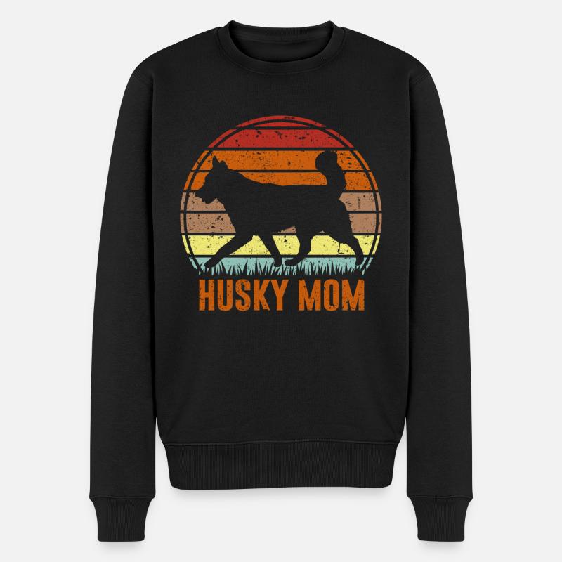 Dog - Husky - MOM - Männer Premium Bio Pullover - Schwarz