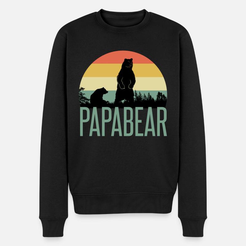 Papa Bear and Baby Bear for Father's Day - Männer Premium Bio Pullover - Schwarz