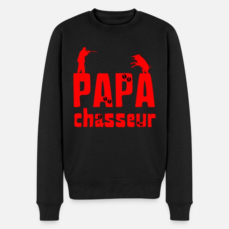 PAPA CHASSEUR DE SANGLIERS - Pull Premium bio Homme - noir