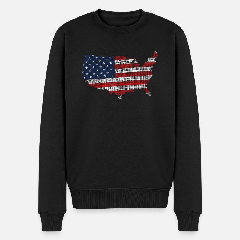 America - Männer Premium Bio Pullover - Schwarz