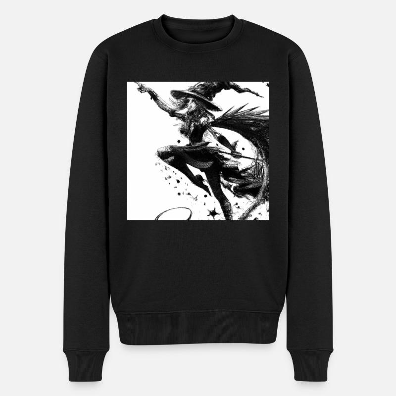 Hexenzeichnung - Männer Premium Bio Pullover - Schwarz