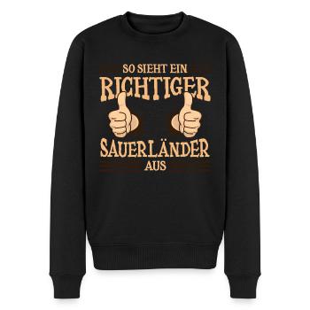 Richtiger Sauerländer Sauerland NRW Region - Männer Premium Bio Pullover - Schwarz - Vorne - Nico (187cm)
