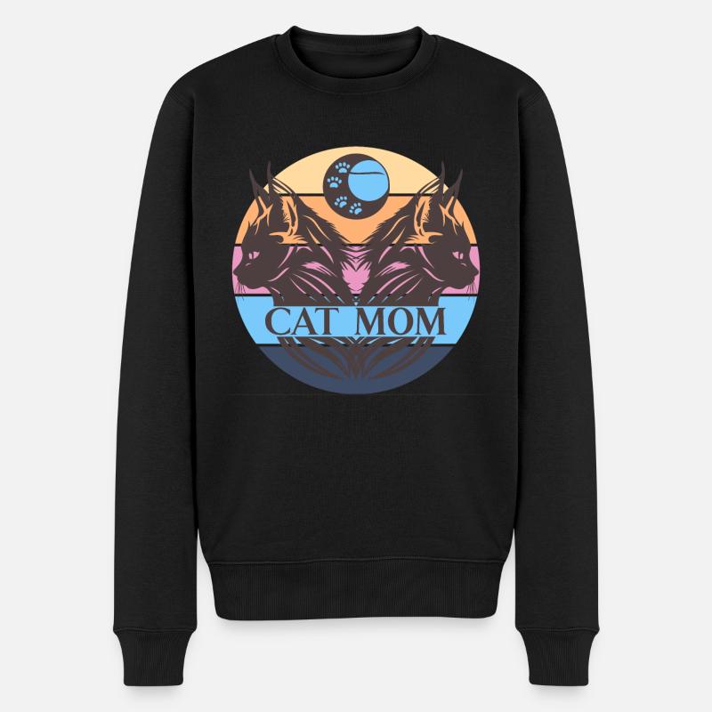 Katzen Mutter - Tierfreund - Retro - Männer Premium Bio Pullover - Schwarz
