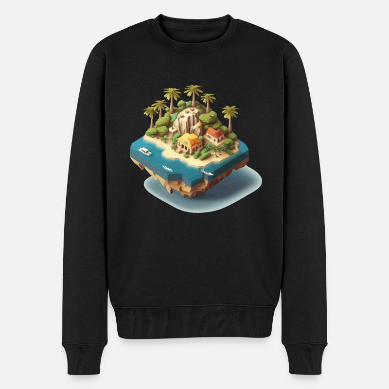 Cadeau 3D de l’île - Pull Premium bio Homme - noir