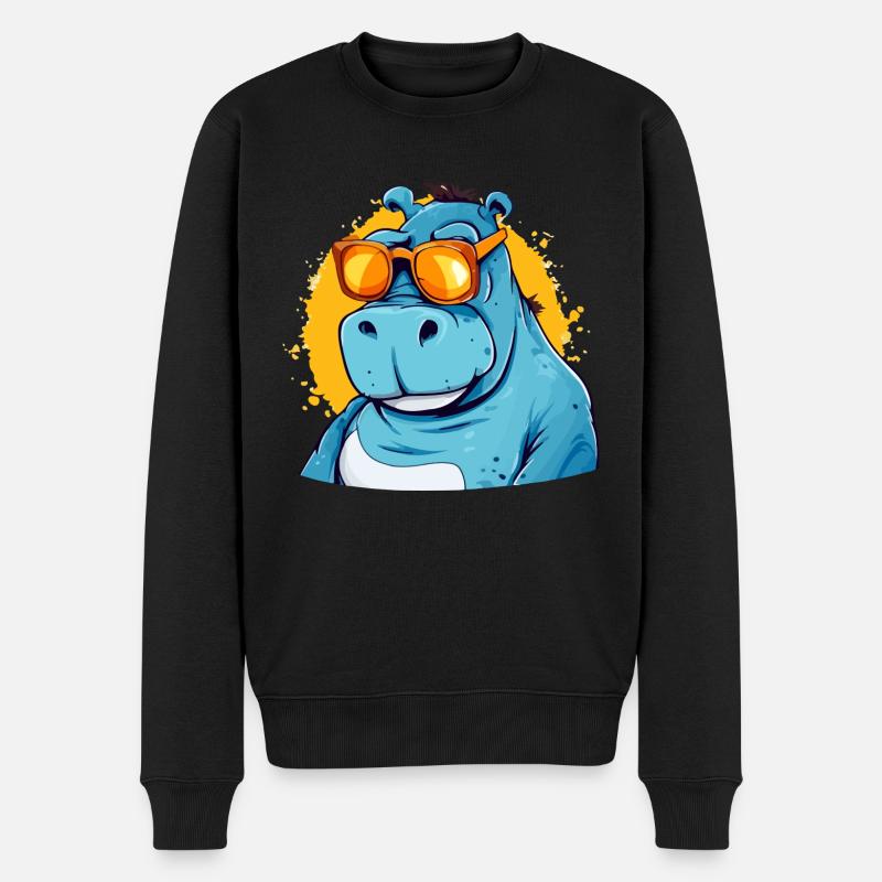 Bob das Nilpferd - Männer Premium Bio Pullover - Schwarz