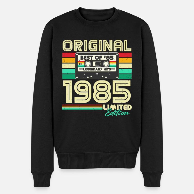 Original 1985 Jahrgang Vintage Geburtstag Retro - Männer Premium Bio Pullover - Schwarz