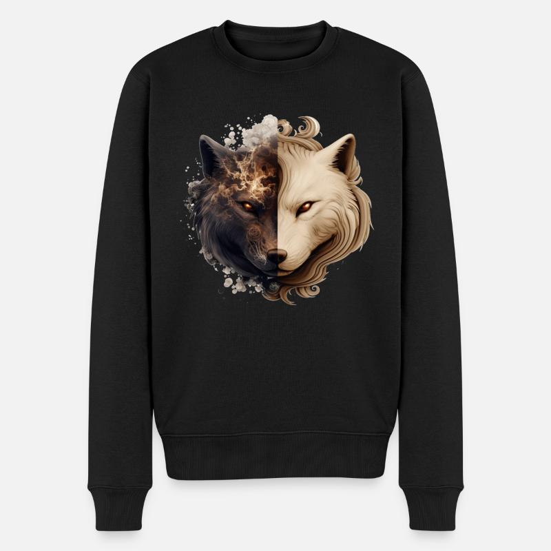 Yin Yang Wolves philosophie de méditation symbole - Pull Premium bio Homme - noir
