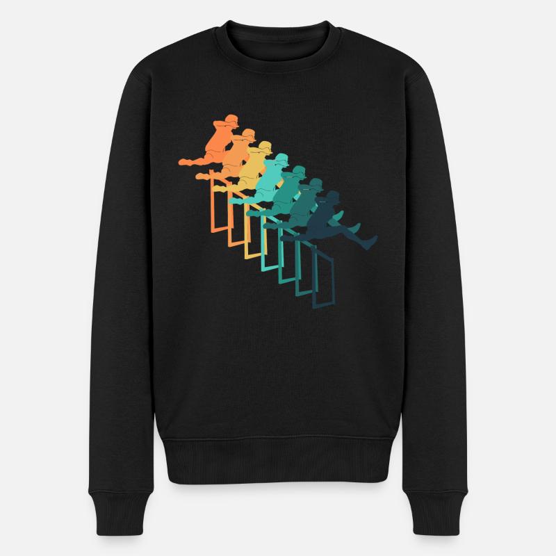 Retro-Hürdenrennen - Männer Premium Bio Pullover - Schwarz