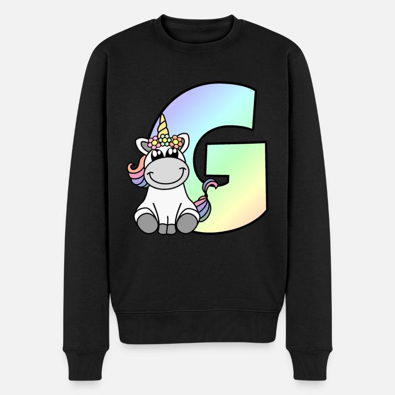 Einhorn Buchstabe G - Männer Premium Bio Pullover - Schwarz