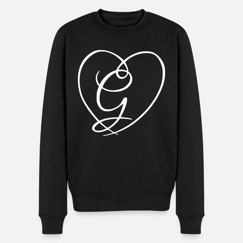 Lettre G calligraphie coeur - Pull Premium bio Homme - noir