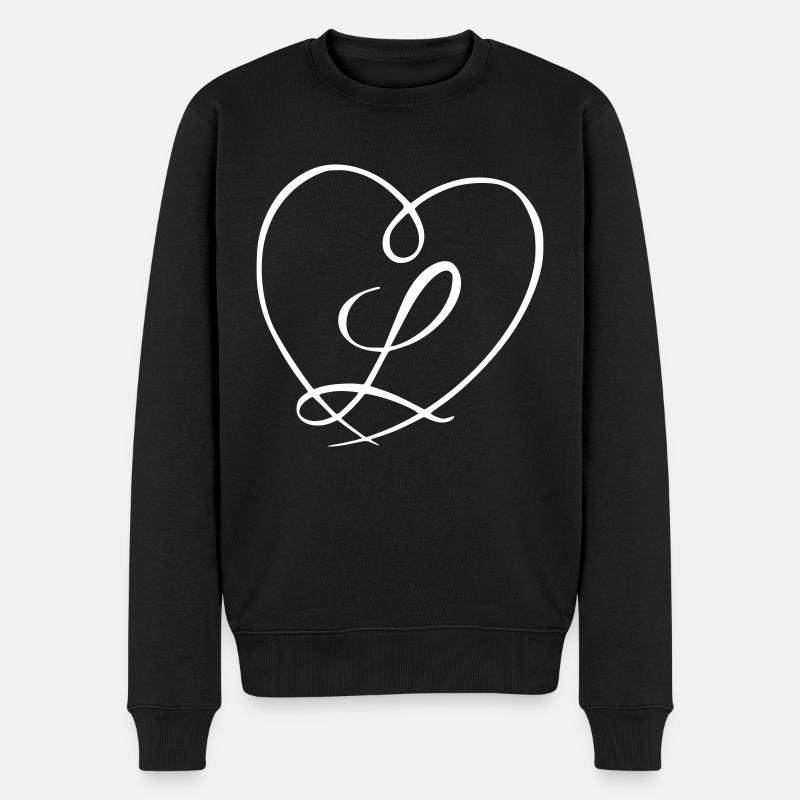 Buchstabe L Kalligrafie Herz - Männer Premium Bio Pullover - Schwarz