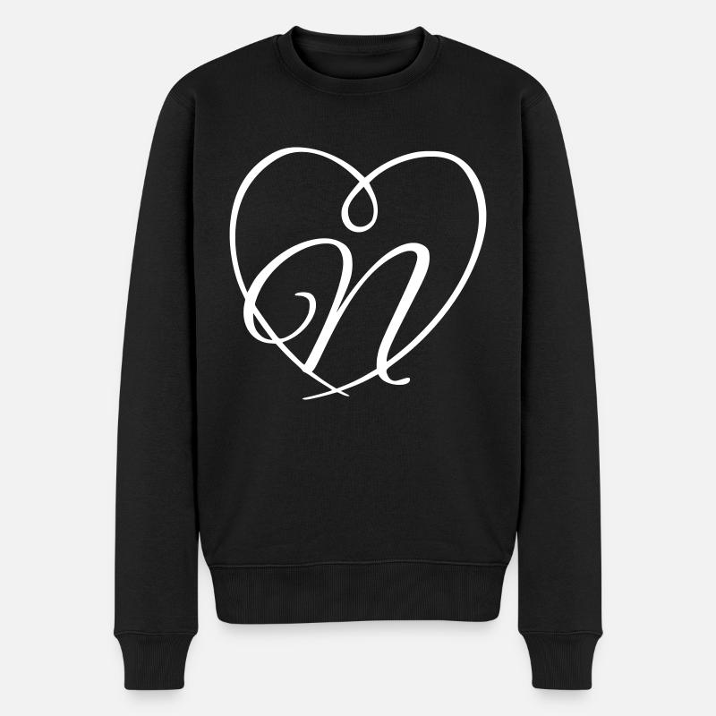 Lettre N coeur de calligraphie - Pull Premium bio Homme - noir