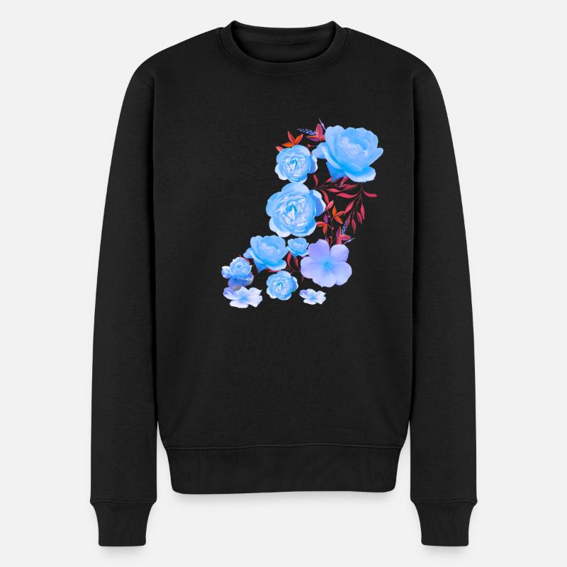 Blaue Rosen, Rosen, blaue Rose, Blumen - Männer Premium Bio Pullover - Schwarz