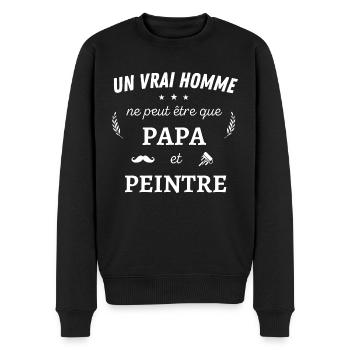 Un vrai homme n'est que papa et peintre - Pull Premium bio Homme - noir - Devant - Nico (187cm)